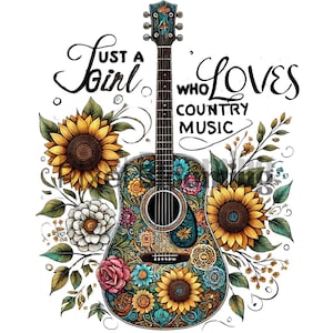 Solo una chica que ama la música country png / amante del country png / sublimación de música country, diseños de sublimación de música country, clipart de música country