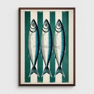Canned fish print | Retro sardines print | Sardines tin print | Sardines painting | Sardines lover gift | Sardine poster | Sardines print