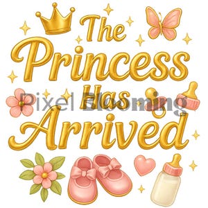 Princess has arrived | Hello world png | Baby bodysuit png | Baby princess png | New mom png | the princess has arrived baby outfit