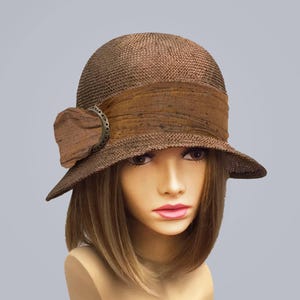 Margo, parasisal straw, vintage style cloche millinery hat, women straw hat