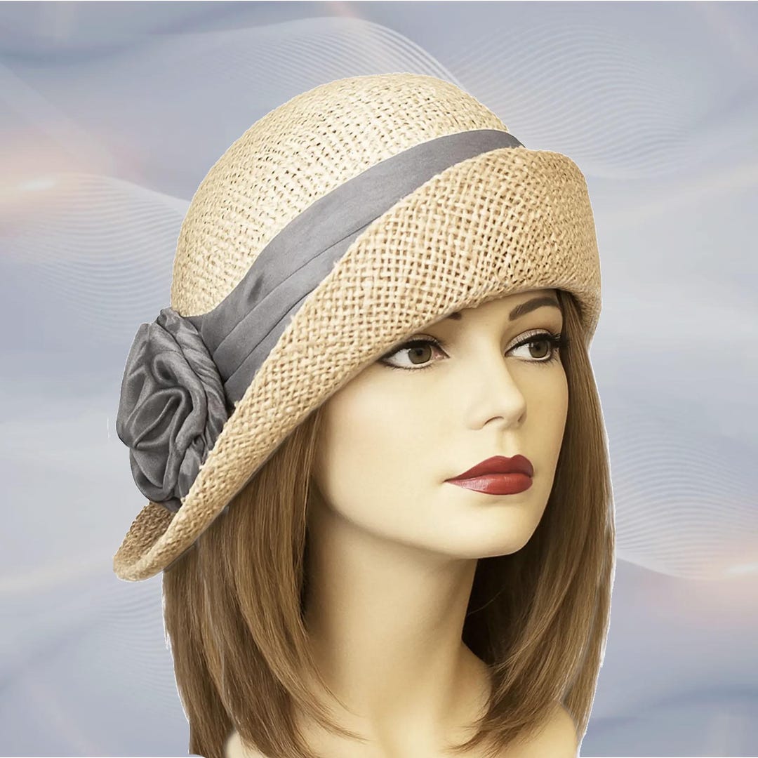 Handmade Straw Cloche Hat: Downton Abbey Style With Silk Trim