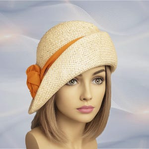 Ann – Handmade Straw Cloche Hat with Ivory Silk Dupioni | Downton Abbey-Inspired Millinery