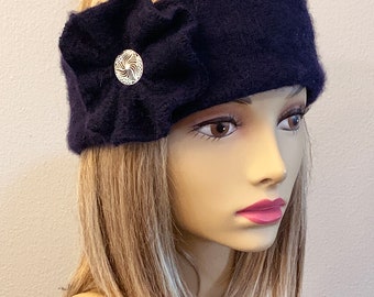 Tammie, 100% pure Cashmere Headband, Navy Cable Cashmere