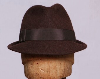 30% OFF SALE!!!...   Sam,  Fur Felt Fedora mens hand made hat,  color brown