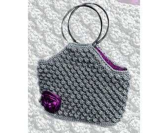 Chic Handbag, handmade crochet purse, charcoal color, women's lovely purse