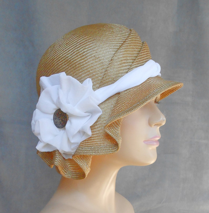 Sophia, beautiful parasisal straw hat, womens millinery hat in natural straw color image 2