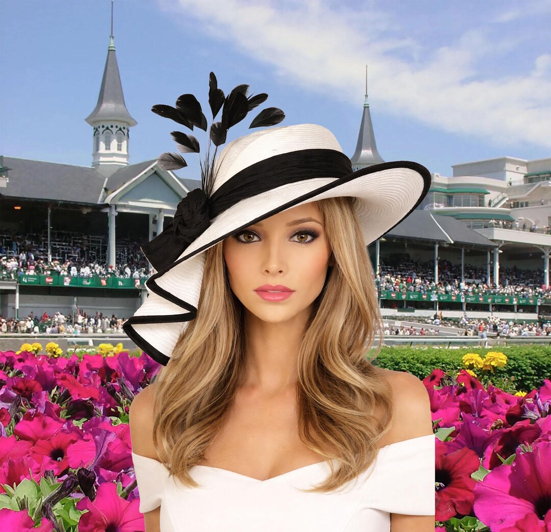 Kentucky Derby Hat: Handmade White Straw Millinery Hat With  display picture 1