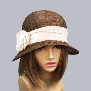 Margo, parasisal straw, vintage style cloche millinery hat, women straw hat