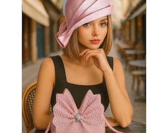 Sombrero cloche de paja parasisal: sombrerería artesanal para mujer, "Ava"