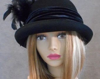 Layla Bowler Hat, Fur Felt Hat, Downton Abbey riding hat