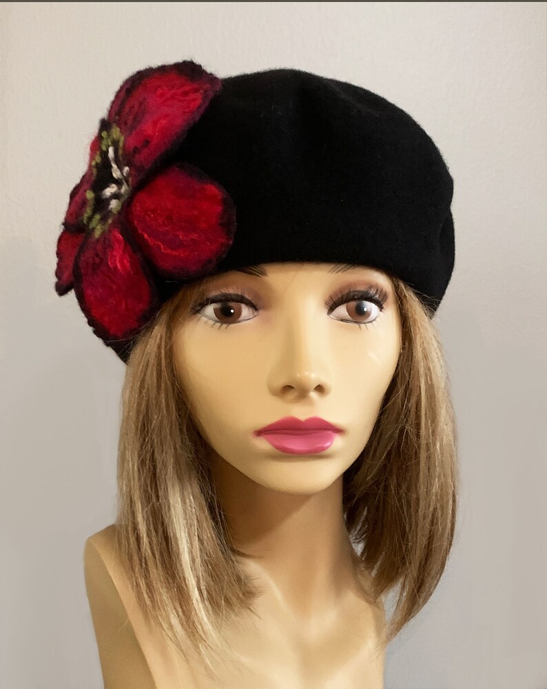 Mia Soft Felt Beret Millinery Hat With Hand Felted - Etsy