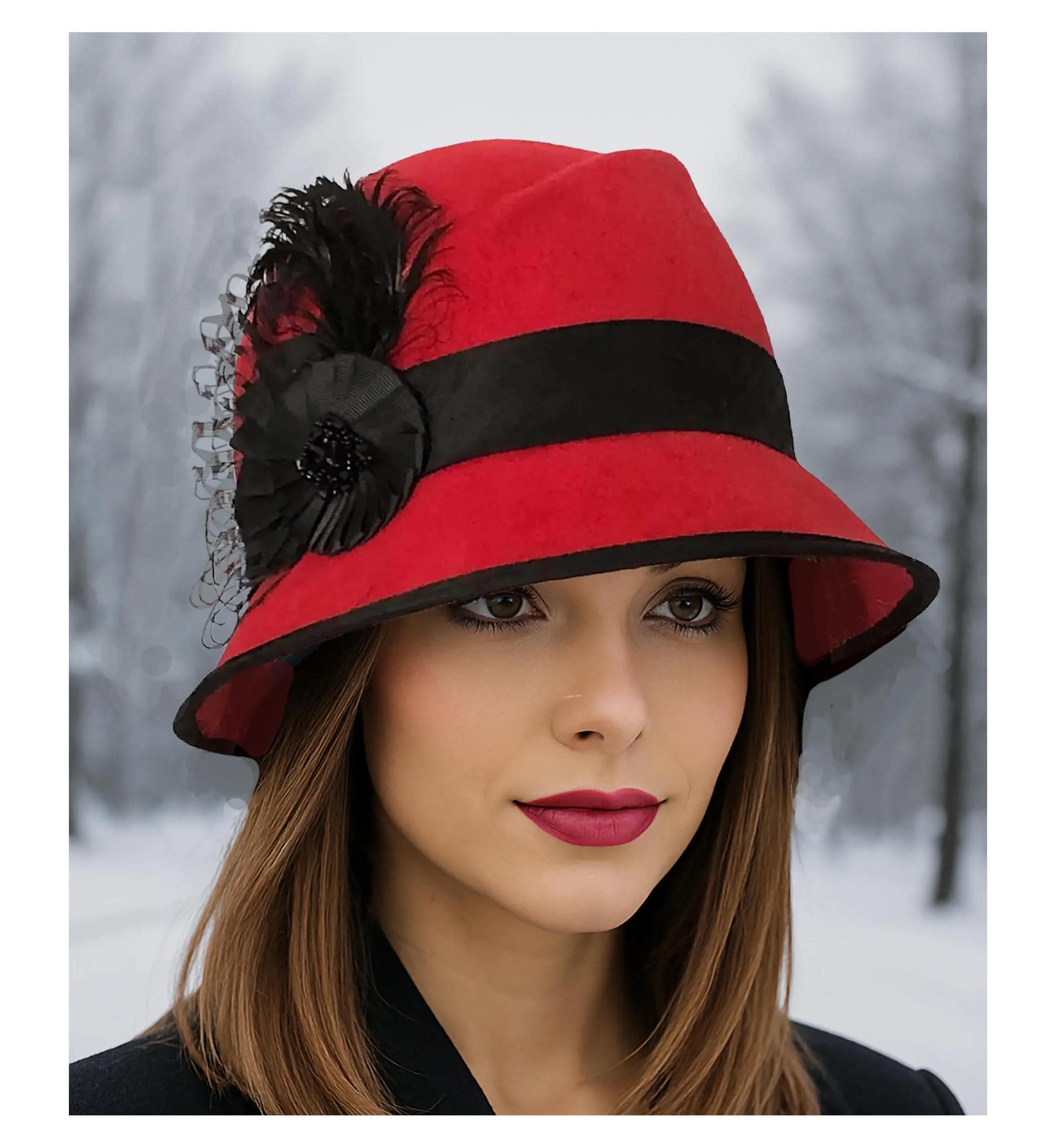 Velour Fur Felt Cloche Hat: Handmade Downton Abbey Style  display picture 3