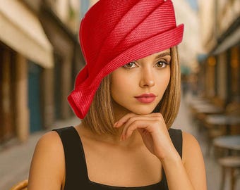 Parasisal Straw Cloche Hat: Handmade Women's Millinery, "Ava"