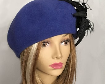 Sophia Velour Felt Cloche Millinery Hat With Side Draped - Etsy