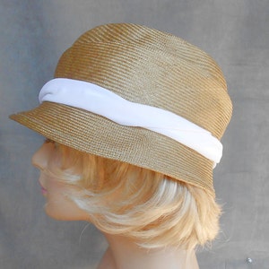 Sophia, beautiful parasisal straw hat, womens millinery hat in natural straw color image 3