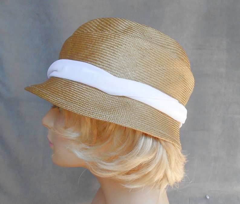 Sophia, beautiful parasisal straw hat, womens millinery hat in natural straw color image 3