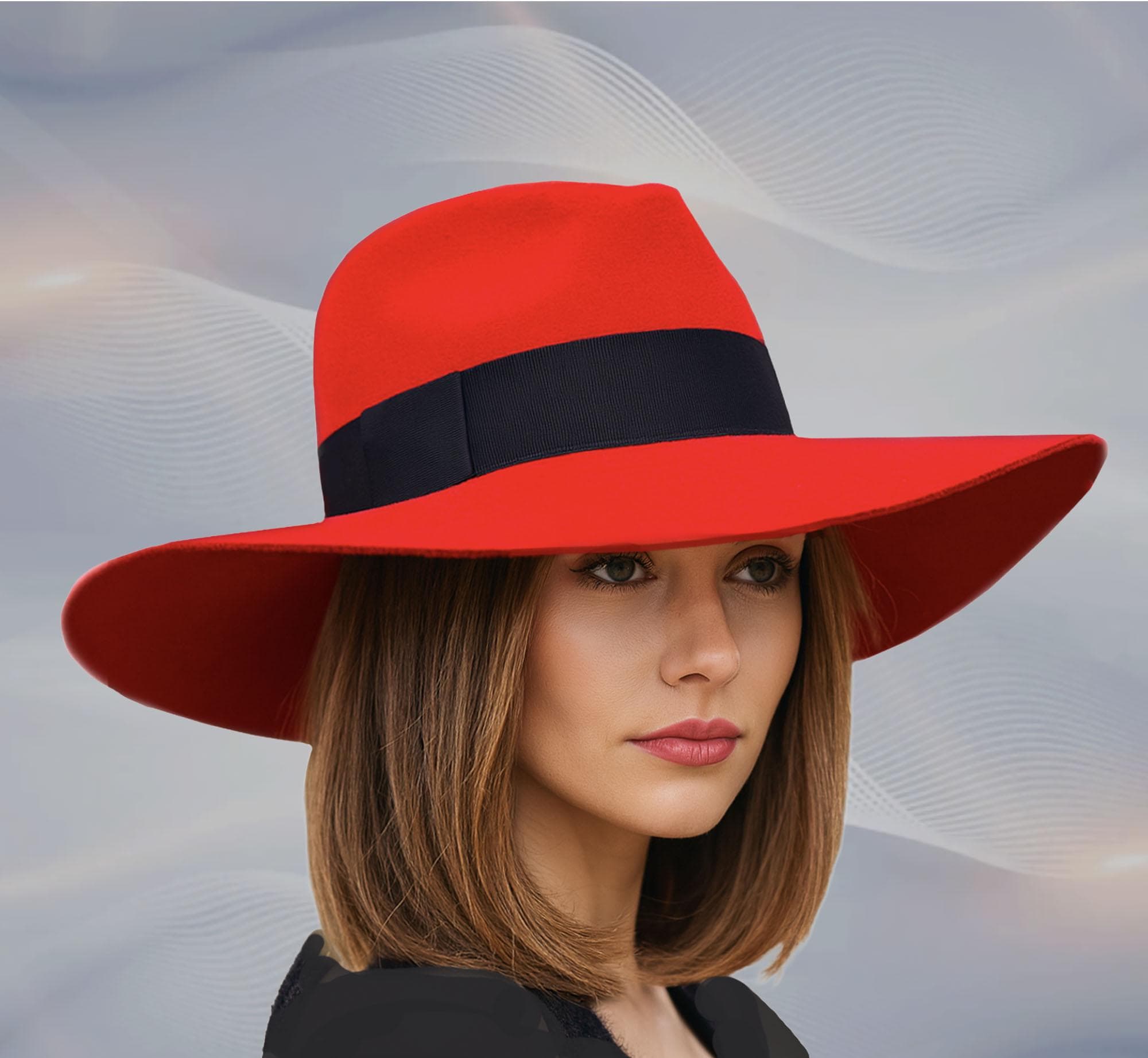 Maroon Wide Brim Hat - Etsy display picture 2