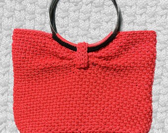 Red chic Handbag, handmade crochet purse, red color, women's lovely purse