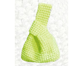 Kyoto knot bag, handmade crochet purse, lime color, women's handbag, shopping bag, casual summer tote,