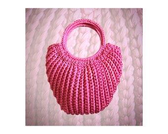 Bright Pink Handbag, handmade crochet purse, Hot Pink color, women's vintage style bag,