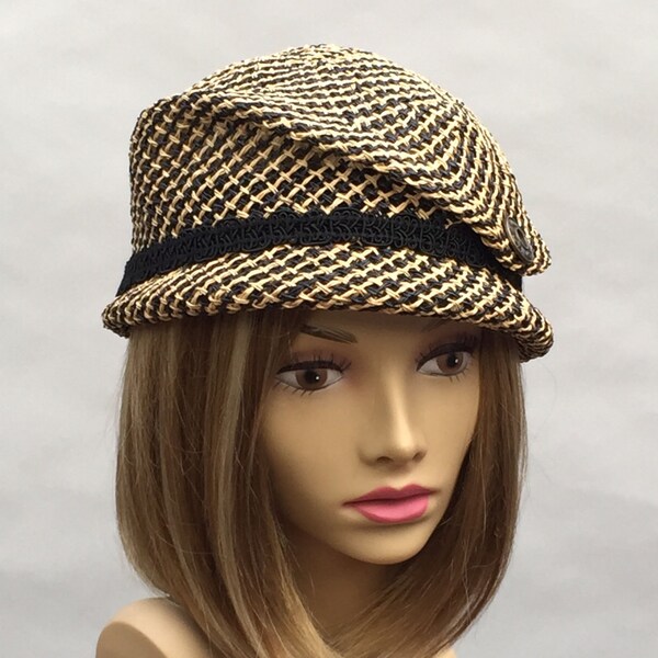 Kelsey, newsboy cap, womens straw hat, millinery hat,