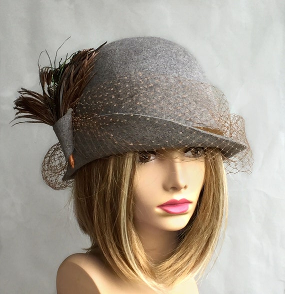 grey felt cloche hat