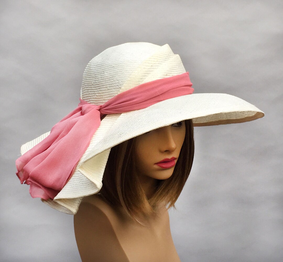Kentucky Derby Hat Sonya Beautiful Straw Hat With Draped - Etsy