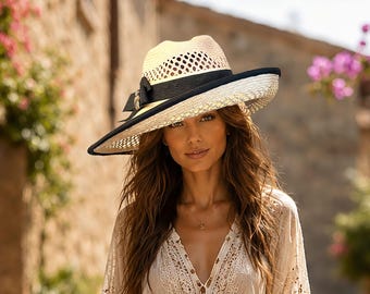 Christine Boho Hat, casual sun hat,  large brim straw hat, womens straw hat