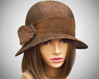 Margo, parasisal straw, vintage style cloche millinery hat, women straw hat