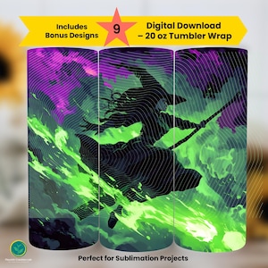 Ethereal Witch Flight 20oz Tumbler Wrap: Neon Magic (Digital Download)