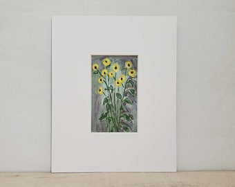 Utah Sunflower painting art floral illustration on paper gift for gardener