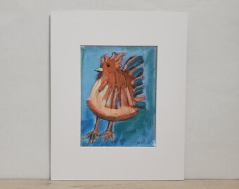 Original Chicken Painting Rooster drawing Farmhouse kitchen