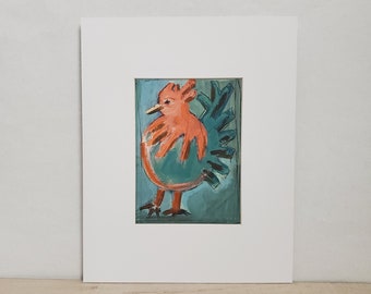 Original Chicken Painting Rooster drawing Farmhouse kitchen boutique farm