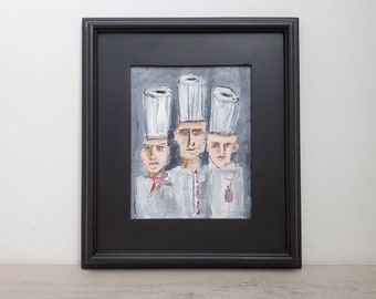 Chef Painting Framed Kitchen Decor Restaurant painting gift for chefs