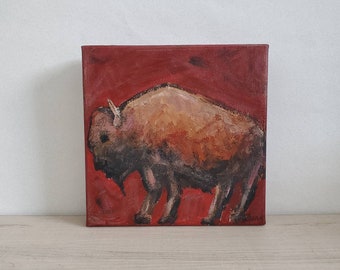 Bison Painting Buffalo Art Southwestern Decor Park City Utah Artist Jackson Hole Yellowstone