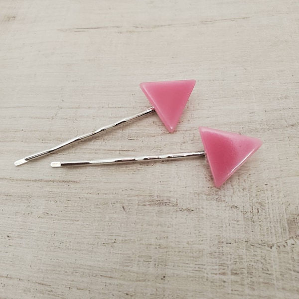 Pink Triangle Bobby Pins vintage Lucite bakelite Rockabilly hair