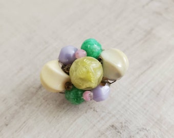 vintage brooch Lilac Pink Chartruese green Chunky upcycled jewelry