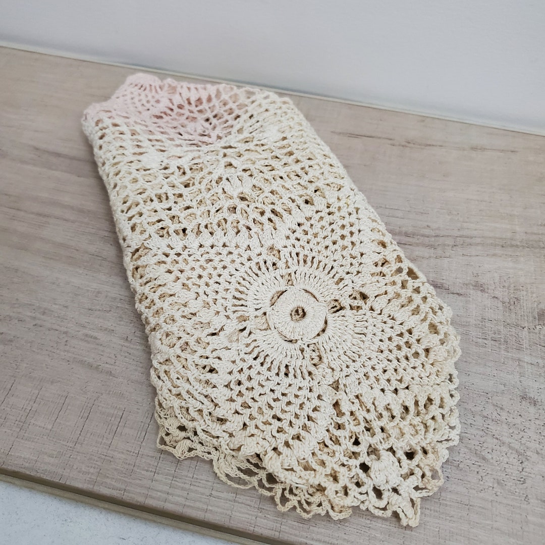 Vintage Doily Large Ecru Rectangular Cotton Crochet Mid - Etsy