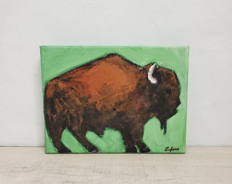 Bison Painting Buffalo Art Southwestern Decor Park City Utah Artist Jackson Hole Yellowstone