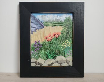 Landscape painting Watermelon Ruffle poppies Flower Garden art