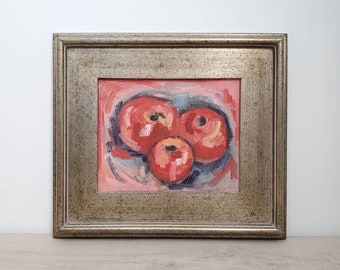 Framed Tomato painting Red Kitchen Silver Frame Contemporary Modern Art