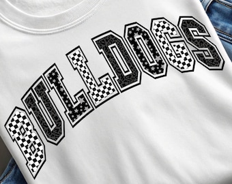 Retro Bulldogs PNG: Checkerboard Leopard Star Design (Digital Download)