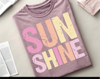 Neon Sunshine PNG: Distressed Summer Graphic Design (Digital Download)