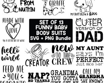 Funny Baby Bodysuit SVG Bundle: Humorous Newborn Designs (Digital Download)