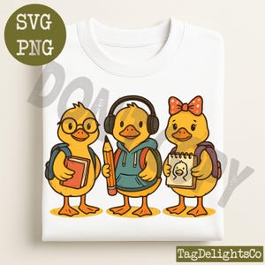 Back to School Duck Trio PNG, Cute School Mascot PNG, Teacher Student Digital Download, Funny Back to School Shirt Design