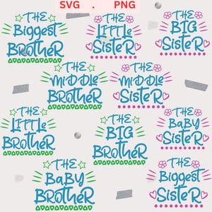 Broers en zussen broer of zus SVG PNG-bundel – bijpassende familiecitaten – Cricut silhouetgesneden bestanden voor shirts, mokken – direct downloaden