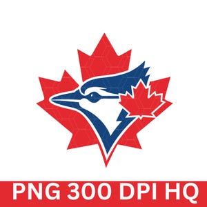 May include: A logo featuring a blue jay bird head within a red maple leaf, with a smaller red maple leaf inside. The background of the red leaves has a geometric pattern. The text "PNG 300 DPI HQ" is at the bottom.