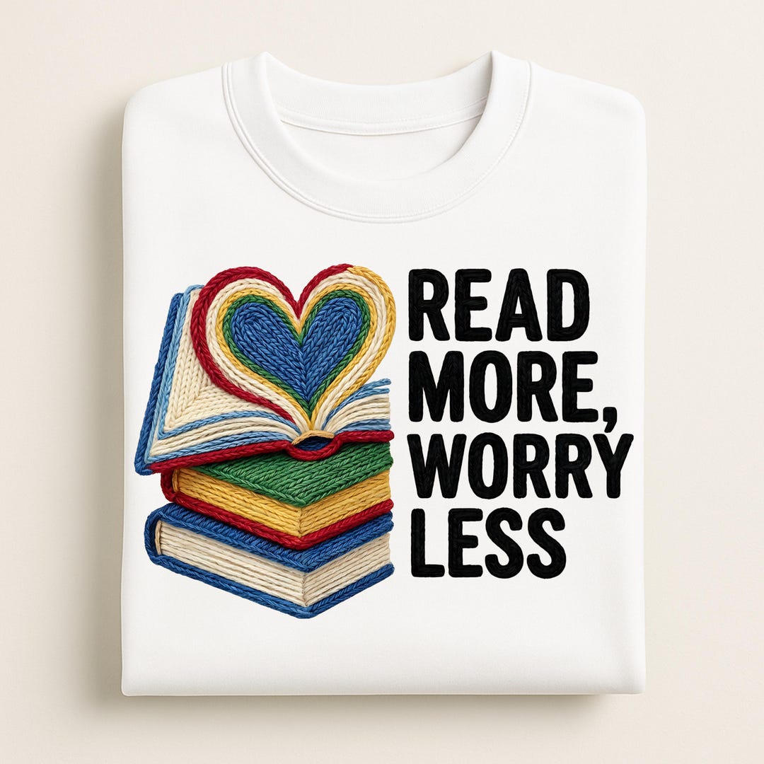 Read More Worry Less PNG, Book Lover Design, Reading Quote PNG, Cozy ...