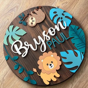Personalized Jungle Nursery Name Bedroom Sign