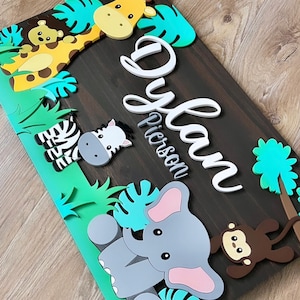 Personalized Jungle Safari Nursery Name Bedroom Sign